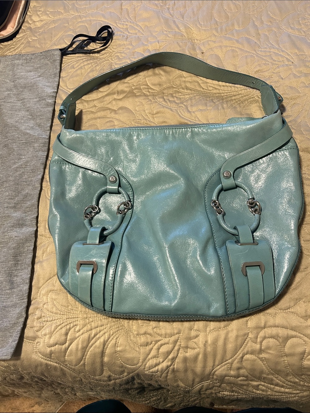 Francesco Biasia Teal Shoulder Bag